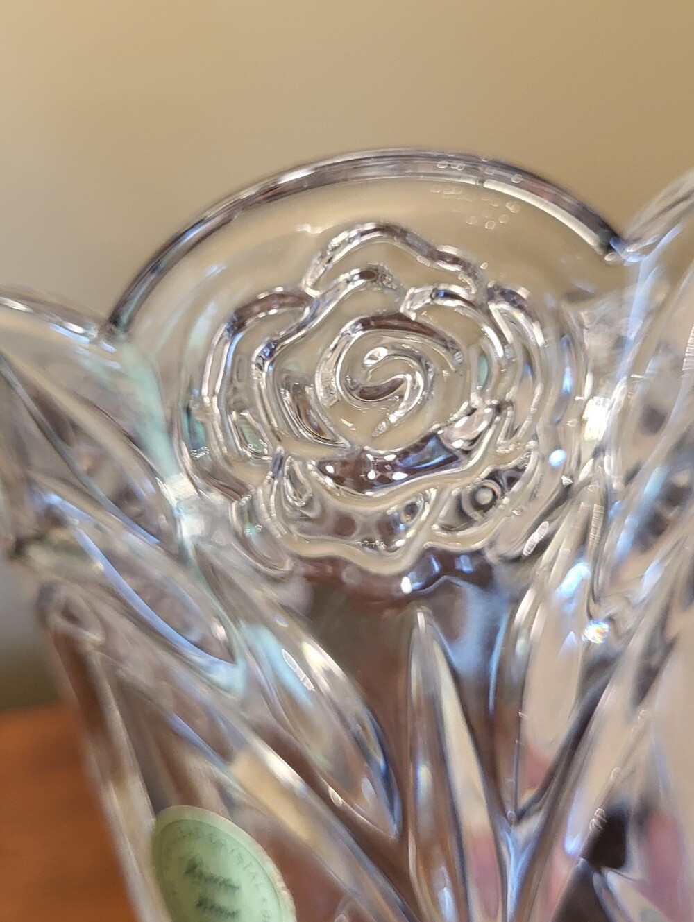 Princess House American Rose 24% Lead Crystal Tapered Candle Holder Vase Floral - Picture 3 of 7